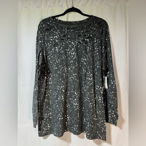 Torrid Gray with Silver Splatter Long Sleeve Top